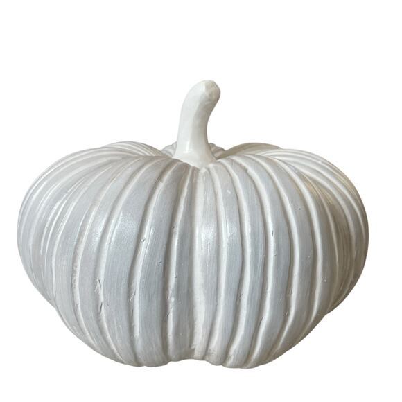 Large White Clay Pumpkin 13x10 Made in India New - Picture 14 of 15